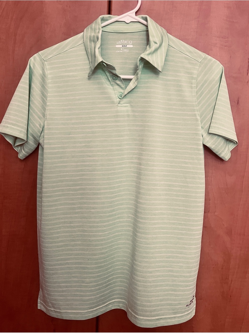bcg Mint Green Striped Polo Shirt